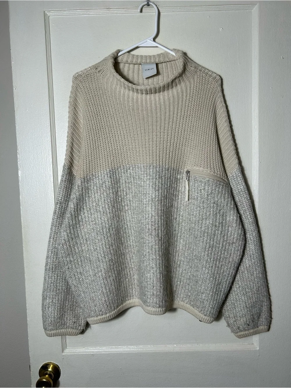 Varley darwell mockneck sweater true knit mirage zipper details womens L cotton